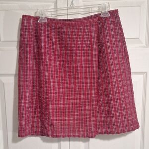 Vintage Cherokee Red Checkered Plaid Wraparound Mini Skirt - 14